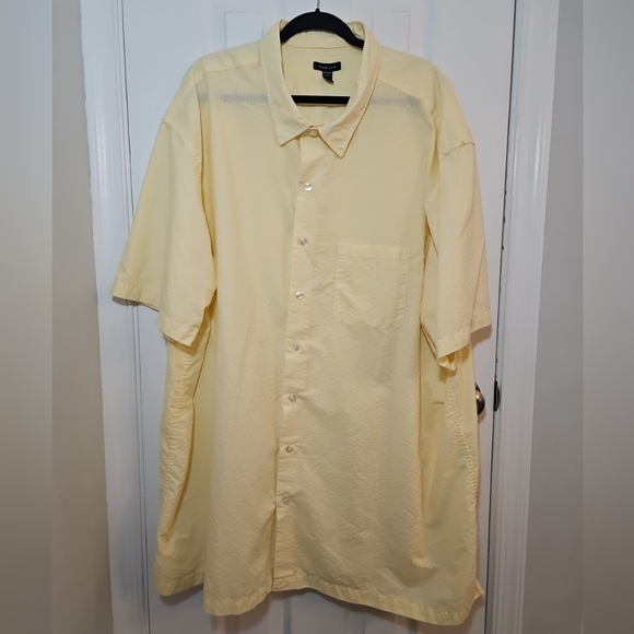Van Heusen Short Sleeve Shirt Mens 4XL Tall 21-21.5 Neck Natural Stretch Yellow - Picture 1 of 5